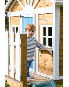 Casinha infantil de madeira em painéis Masgames VISBY elevada 60 cm