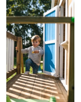 Casinha infantil de madeira em painéis Masgames VISBY elevada 90 cm