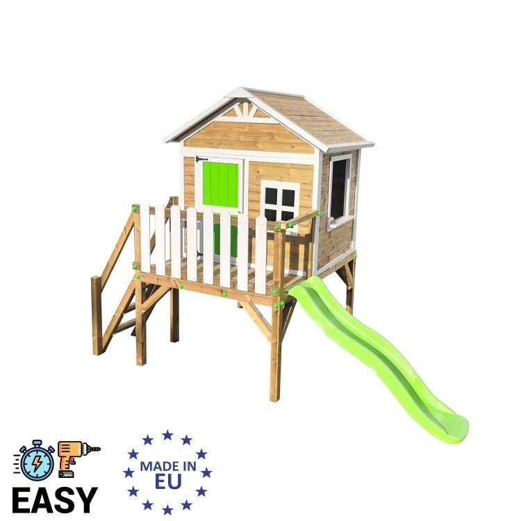 Casinha infantil de madeira em painéis Masgames FLAM elevada 90 cm