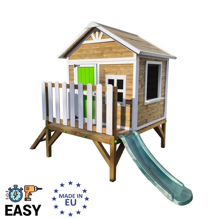 Casinha infantil de madeira em painéis Masgames FLAM elevada 60 cm