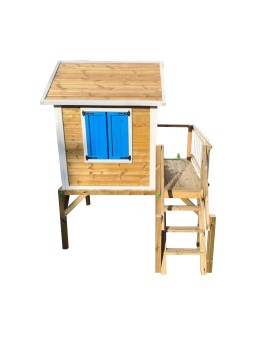 Casinha infantil de madeira em painéis Masgames VISBY elevada 90 cm