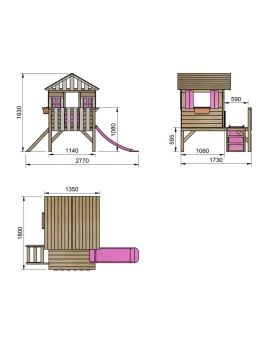 Casinha de madeira Masgames LOLLIPOP Elevada rosa