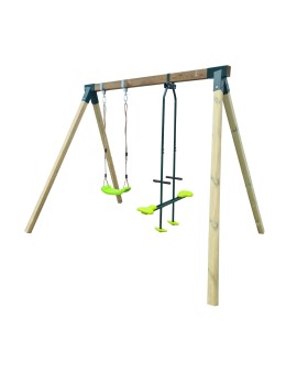 Balanço de madeira quadrada MASGAMES REIKO com balancim cara a cara.