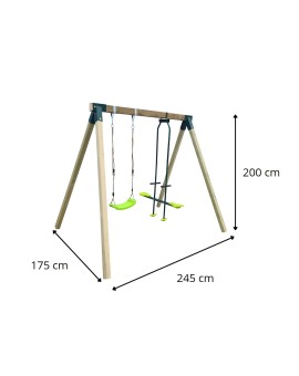 Balanço de madeira quadrada MASGAMES REIKO com balancim cara a cara.