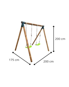 Balanço duplo de madeira redonda MASGAMES KABA