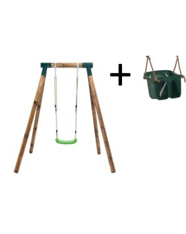Baloiço individual em madeira redonda Masgames KILA L + assento de bebê