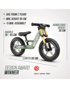 Bicicleta de equilíbrio BERG BIKY Cross Green com travão de mão