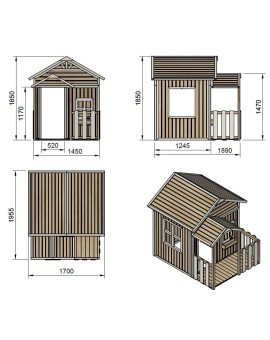 Casinha infantil de madeira em painéis Masgames OLDEN HORECA