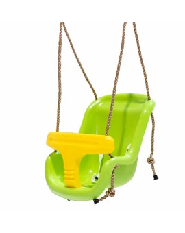 Baloiço duplo em madeira redonda Masgames KIBO XL + assento de bebê