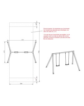 Baloiço duplo de madeira Masgames VEGA (assentos planos)