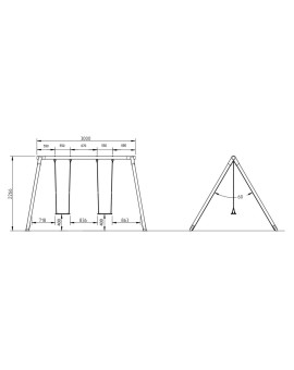 Baloiço duplo de madeira Masgames VEGA (assentos planos)