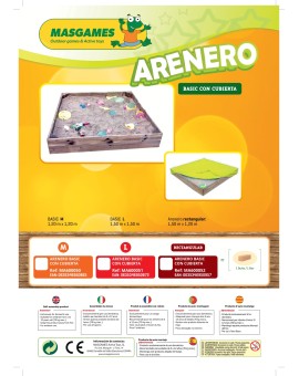 Caixa de areia de madeira Masgames BASIC L com capa de lona