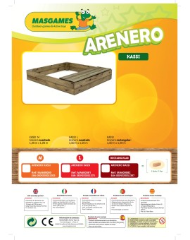 Caixa de areia de madeira Masgames KASSI com gaveta-banco