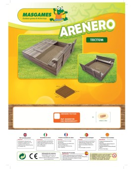 Caixa de areia de madeira Masgames TECTUM com capa de madeira dobrável