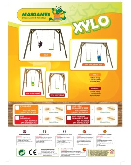 Baloiço individual em madeira quadrada Masgames XYLO XL