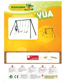 Balanço duplo em madeira quadrada Masgames YUA XL