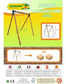 Balanço duplo de madeira redonda MASGAMES KABA