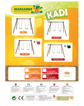 Baloiço duplo em madeira redonda Masgames KADI L + assento de bebê