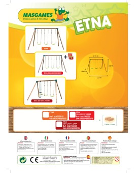 Baloiço triplo em madeira redonda Masgames ETNA XL + assento de bebê