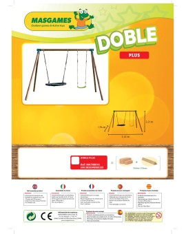 Baloiço duplo em madeira redonda Masgames DOBLE PLUS XL
