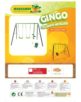 Baloiço triplo de metal Masgames GINGO + assento de bebê