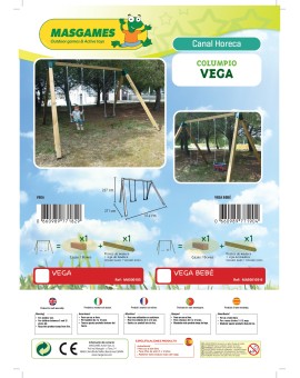 Baloiço duplo de madeira Masgames VEGA (assentos planos)