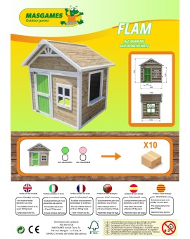 Casinha infantil de madeira em painéis Masgames FLAM