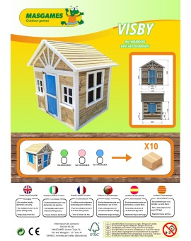 Casinha infantil de madeira em painéis Masgames VISBY