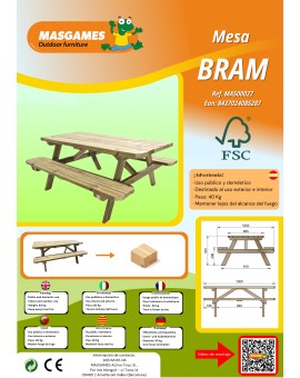 Mesa de piquenique infantil MASGAMES BRAM