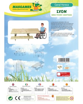 Mesa de piquenique adaptada MASGAMES LYON