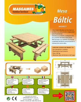 Mesa de piquenique quadrada MASGAMES BALTIC