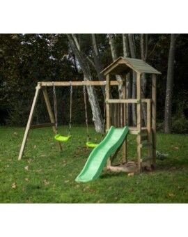 Parque infantil Masgames CARLIT M telhado de madeira e balanço duplo