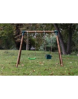 Baloiço duplo em madeira redonda Masgames KADI L + assento de bebê