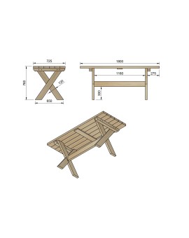 Mesa de piquenique MASGAMES XERTA 180