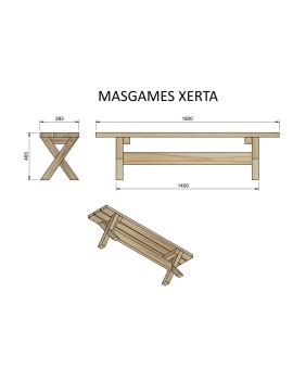 Banco de madeira MASGAMES XERTA 180 cm