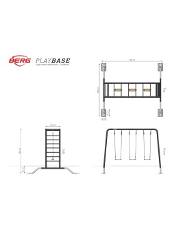 BERG Playbase Large TL (parede de escalada + assento OVNI + anéis)