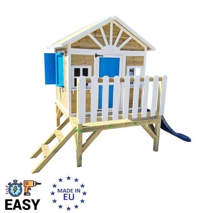 Casinha infantil de madeira em painéis Masgames VISBY elevada 60 cm