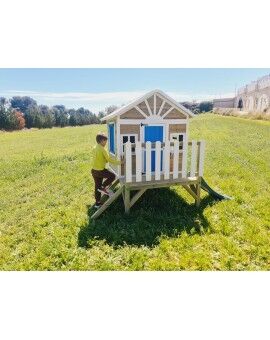 Casinha infantil de madeira em painéis Masgames VISBY elevada 60 cm