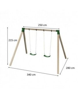 Baloiço duplo em madeira madeira quadrada Masgames KARAI DELUXE Adultos (borracha e correntes)
