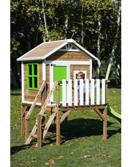 Casinha infantil de madeira em painéis Masgames FLAM elevada 90 cm