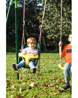 Baloiço duplo de metal Masgames OLEA + assento de bebê